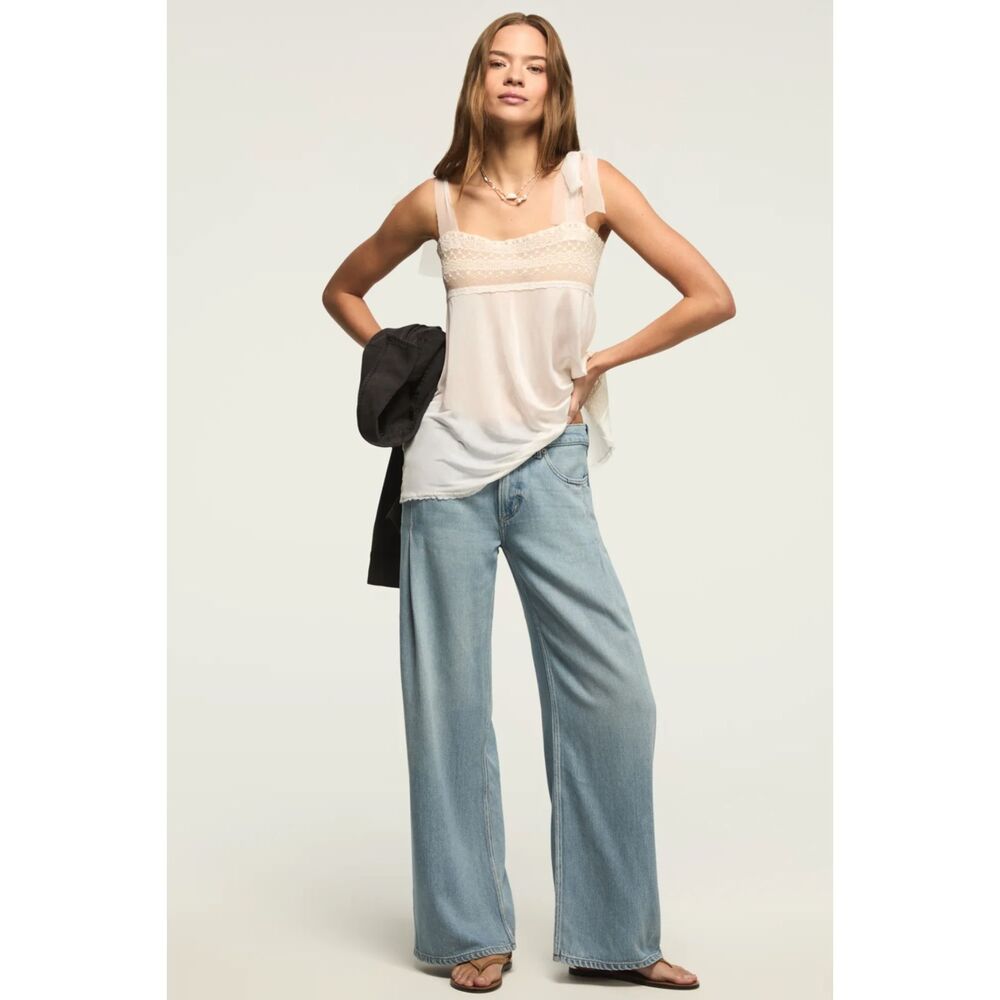 Lucky Brand Women Jeans NEW Pleated Denim Luxe Palazzo Wide Leg Baggy 10/30 P229 - Picture 2 of 14